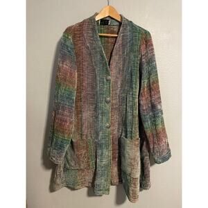 Vintage Elizabeth Jenkins Jacket Womens Large Multicolor Chenille Artsy Boho 90s